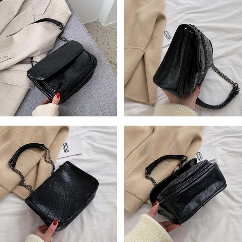 Striped Chain Bag Women Shoulder Bags Cover Young Cross-body Stylish Ulzzang PU