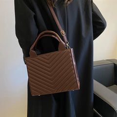 Striped Pu Leather Shoulder Bag Ladies Handbags Small Top-handle Bags For Women