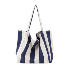 Striped Shoulder Bags Women Large Capacity Shopping Casual Tote Bag