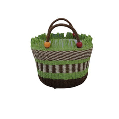 Striped Tassel Basket Bag Handbags Beading Beach Bags for Women