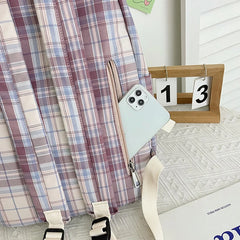 Striped Women School Bag for Girls Canvas Backpack Female Anti Theft Bagpack Nyl