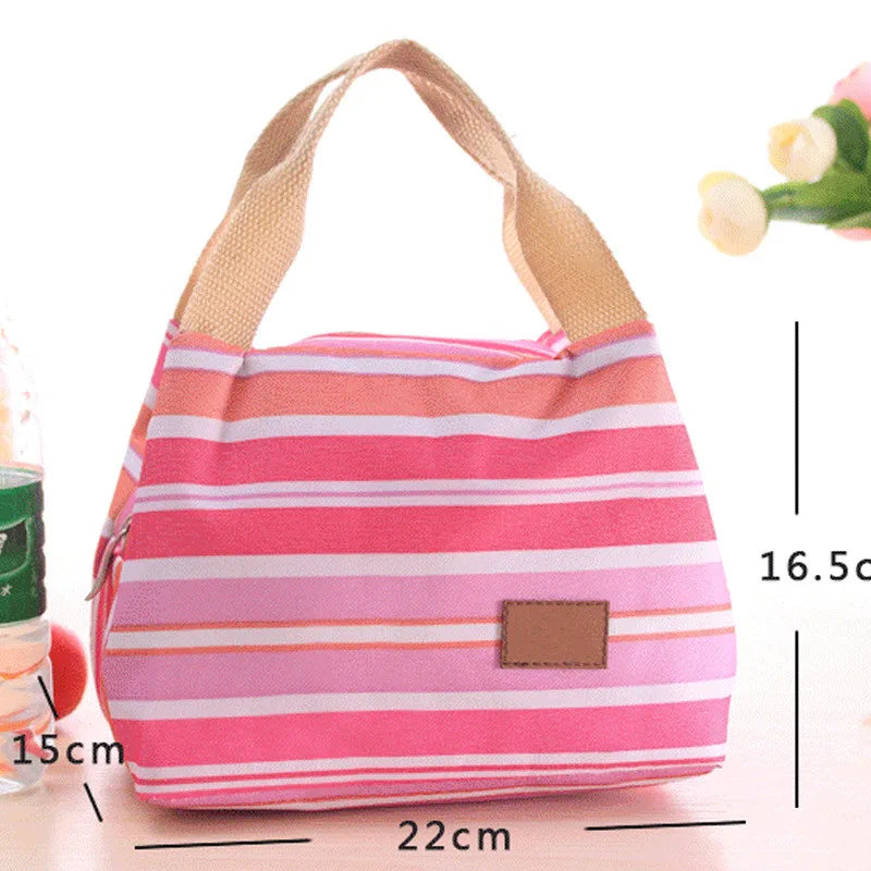 Stripes Lunch Bag Isothermal Packaged Food Thermal Bags Thermo Pouch