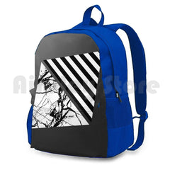 Stripes N Marble Grey Gray Outdoor Hiking Backpack Waterproof Camping