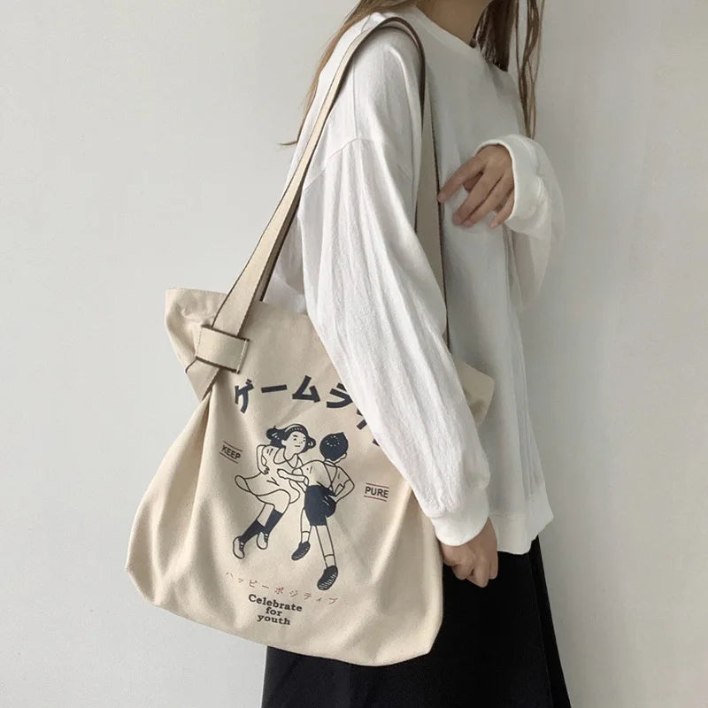 Large Capacity Canvas Cloth Bag Women Shopping Handbag Eco Totes