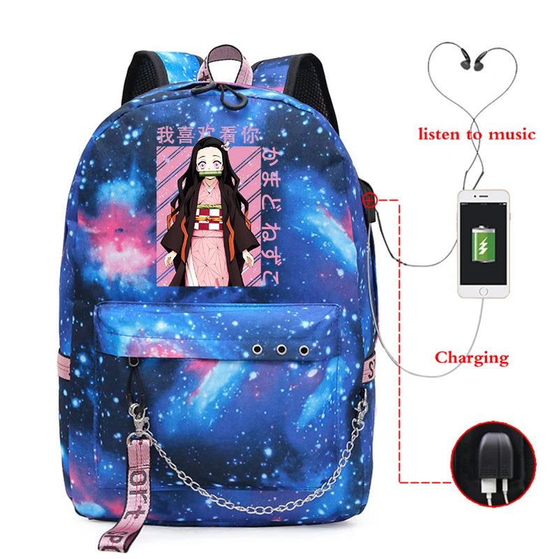 Demon Slayer Anime Backpack School Bag Kpop Unisex Shopper Bag