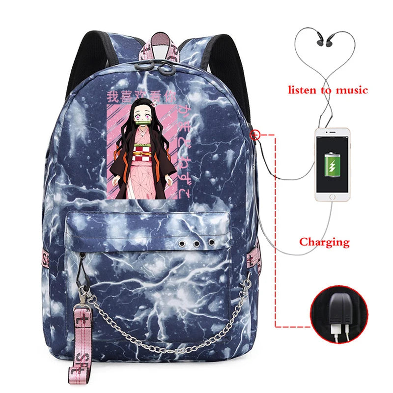Demon Slayer Anime Backpack School Bag Kpop Unisex Shopper Bag