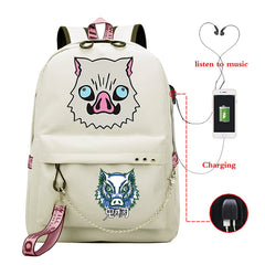 Canvas Kimetsu No Yaiba Anime Backpack School Bags Kpop Unisex Inosuke Hashibira