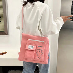 Student Canvas Shoulder Bag Large Capacity Tote Multiple Options