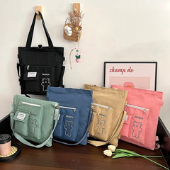 Student Canvas Shoulder Bag Large Capacity Tote Multiple Options