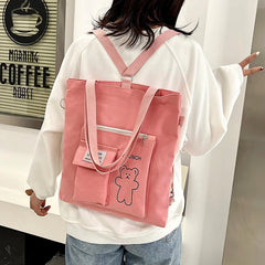 Student Canvas Shoulder Bag Large Capacity Tote Multiple Options