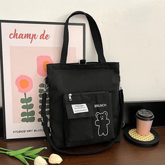 Student Canvas Shoulder Bag Large Capacity Tote Multiple Options