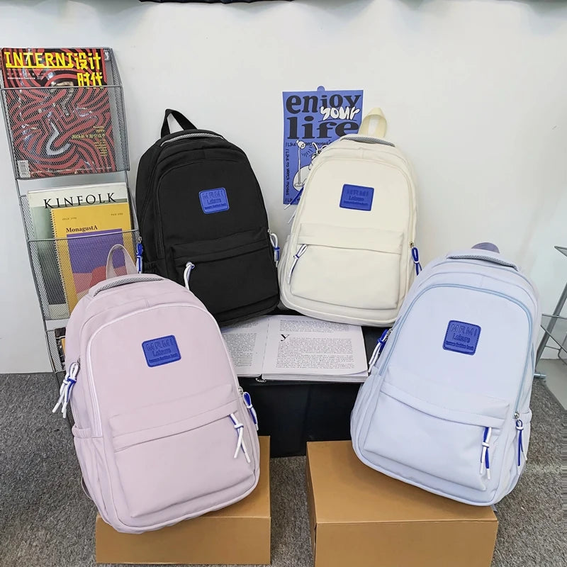 Student Female Backpack Waterproof Women School Bag Lady Laptop Book Solid Girl