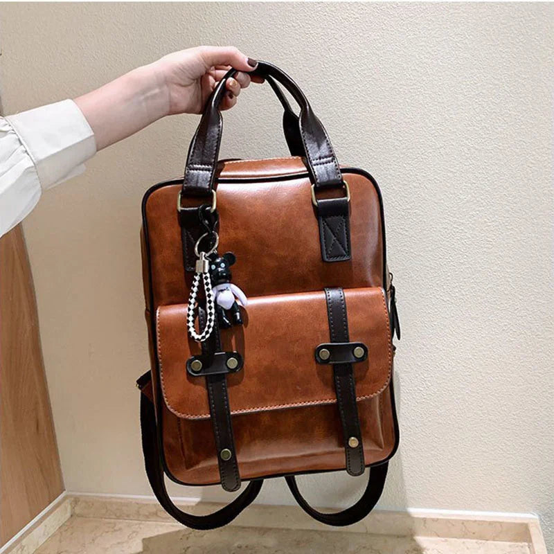 Student PU Leather Bag, Waterproof Schoolbag