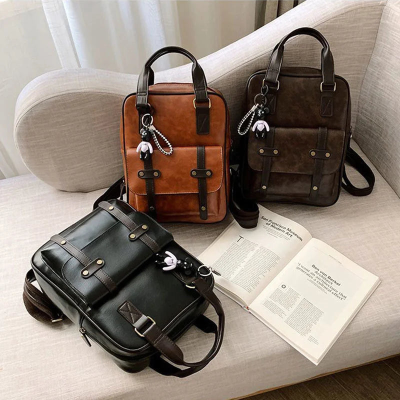 Student PU Leather Bag, Waterproof Schoolbag