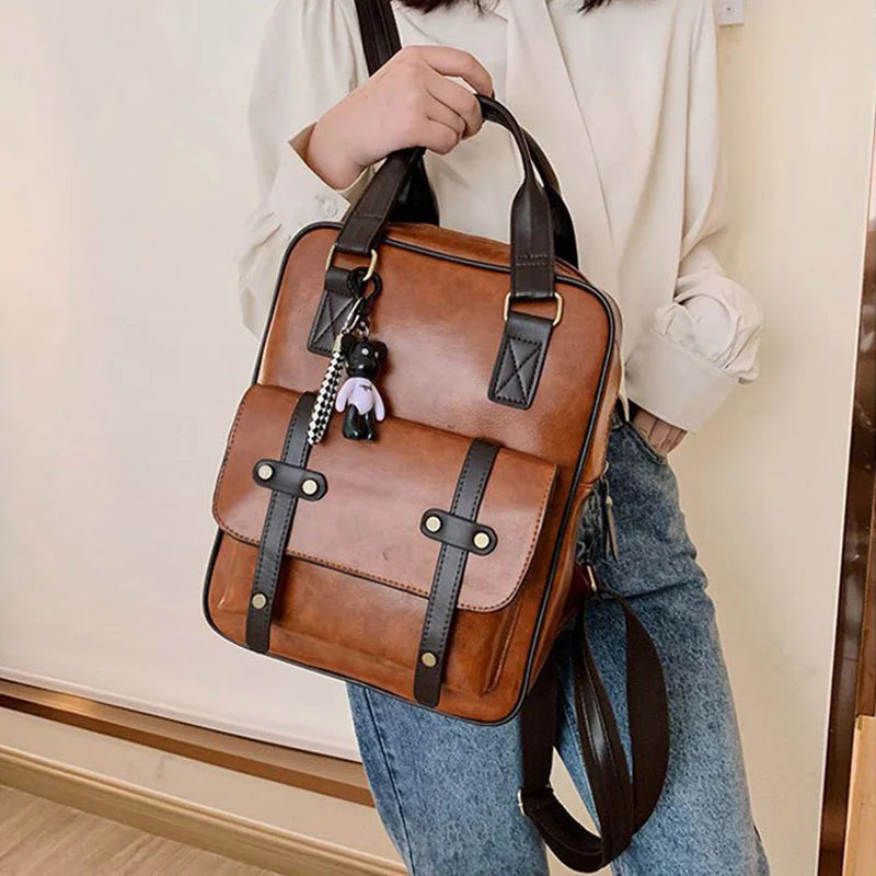 Student PU Leather Bag, Waterproof Schoolbag