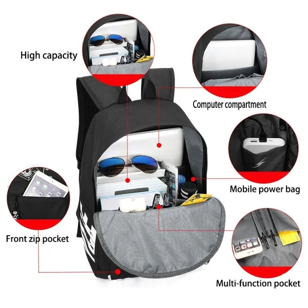 Teen School Backpack USB Anti-theft Laptop Waterproof Bag