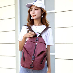 Canvas Backpack School Lady Girl