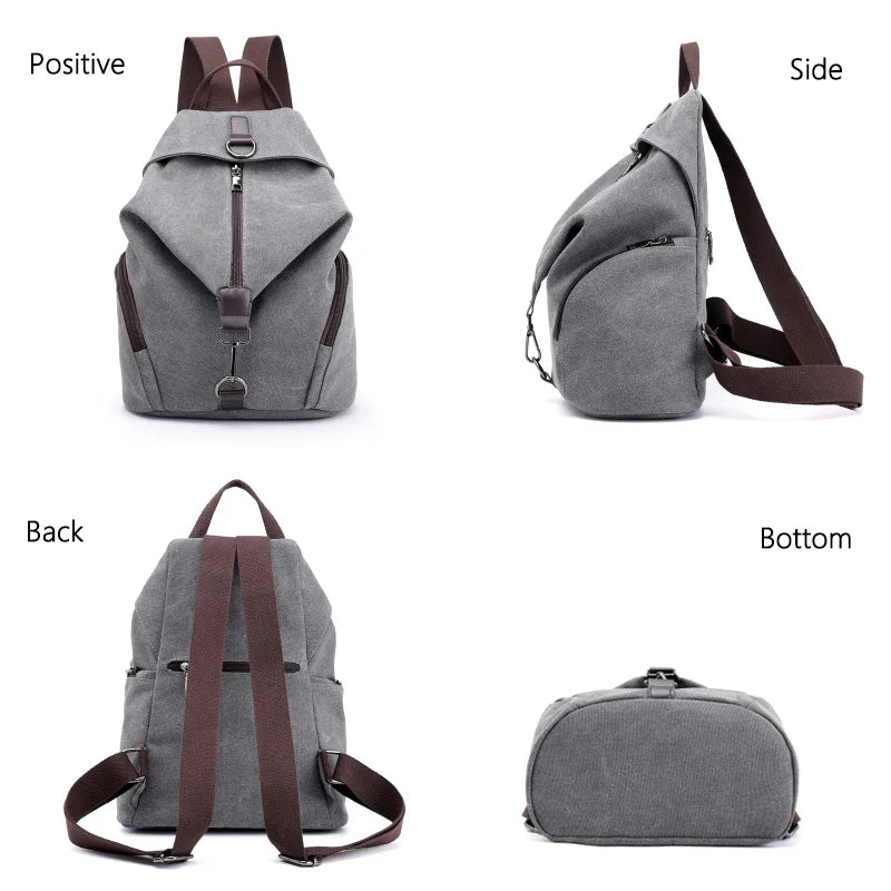 Canvas Backpack School Lady Girl