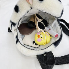Flower Print Plush Schoolbag for Girls