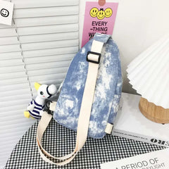 Tie-dye Shoulder Bag Women Canvas Cross Body Harajuku Teens Retro