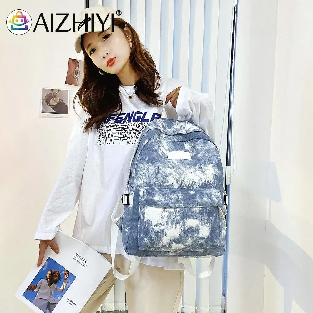 Tie Dye Large Backpack Women Travel School Rucksack Handbags