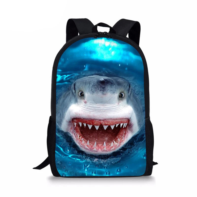 Animal Shark Printing School Backpack for Boys
