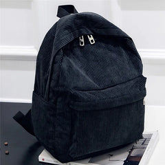 Soft Corduroy School Backpack for Teenage Girls