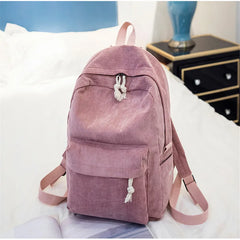 Girls Corduroy School Backpack - Pink