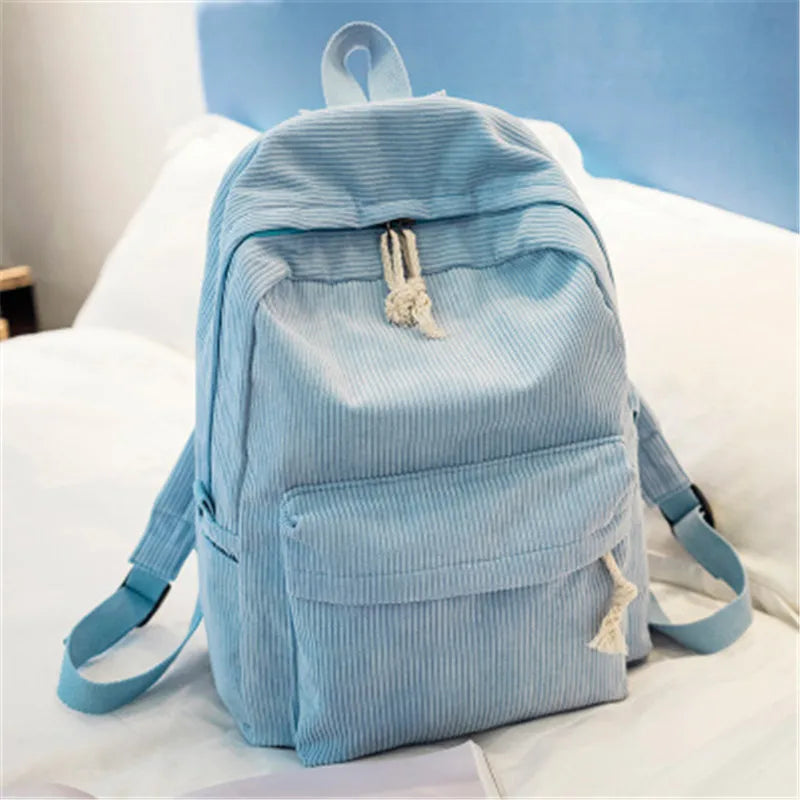 Girls Corduroy School Backpack - Pink