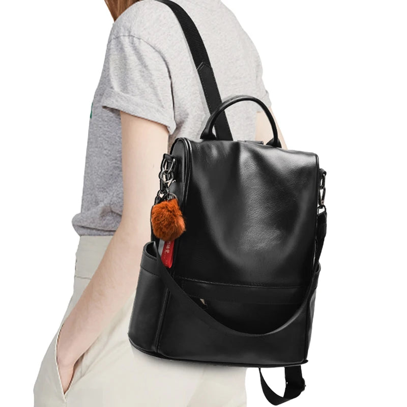 Chic Backpack Purse for Women Large Ladies Shoulder Bags with Pendants