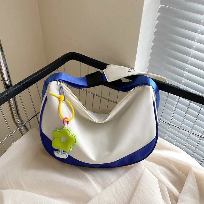 Chic Contrast Colour Nylon Shoulder Bag