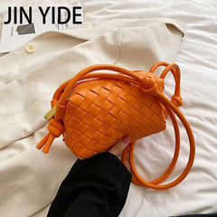 Diamond Lattice Knitted PU Leather Shoulder Bag For Women