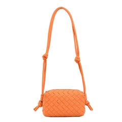 Diamond Lattice Knitted PU Leather Shoulder Bag For Women