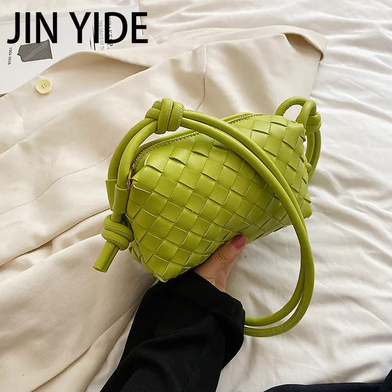 Diamond Lattice Knitted PU Leather Shoulder Bag For Women