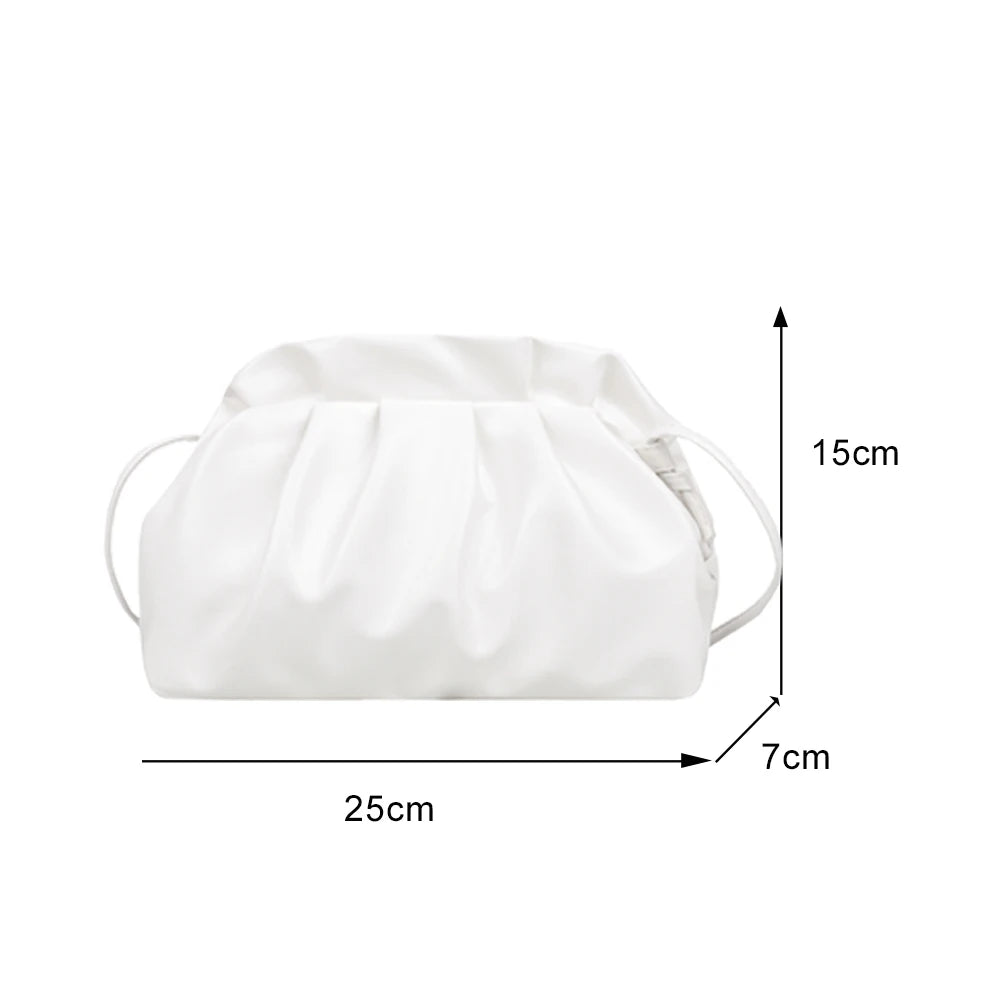 Stylish Dumpling Clip Purse Bag Soft PU Leather Cloud Underarm Shoulder Ba