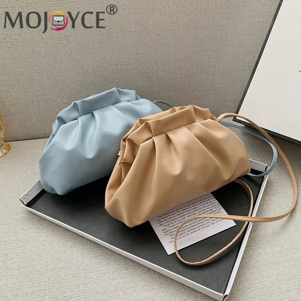 Stylish Dumpling Clip Purse Bag Soft PU Leather Cloud Underarm Shoulder Ba