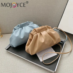 Stylish Dumpling Clip Purse Bag Soft PU Leather Cloud Underarm Shoulder Ba