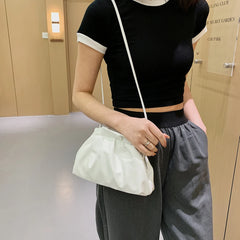 Stylish Dumpling Clip Purse Bag Soft PU Leather Cloud Crossbody Pouch