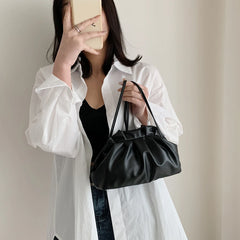 Stylish Dumpling Clip Purse Bag Soft PU Leather Cloud Crossbody Pouch