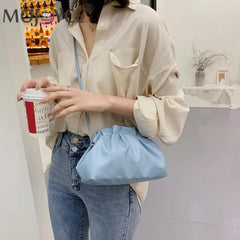 Stylish Dumpling Clip Purse Bag Soft PU Leather Cloud Underarm Shoulder Ba