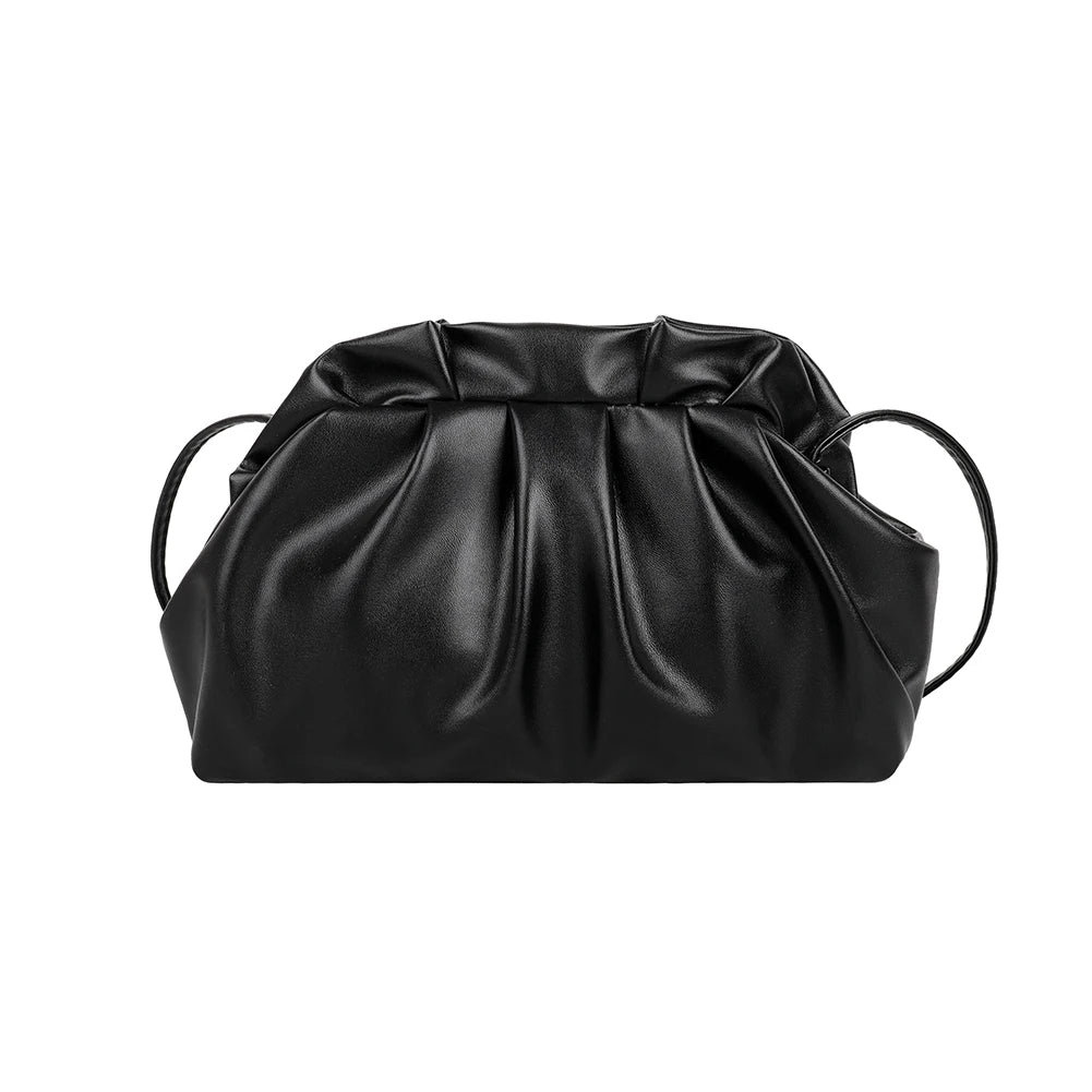 Stylish Dumpling Clip Purse Bag Soft PU Leather Cloud Underarm Shoulder Ba