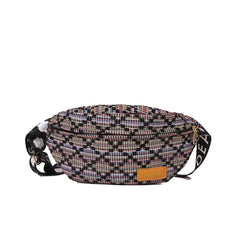 Stylish Knitted Nylon Waist Pack Female Diamond Lattice Crossbody Bag