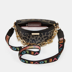 Leopard Printed PU Leather Chain Waist Bag for Women Fanny Pack