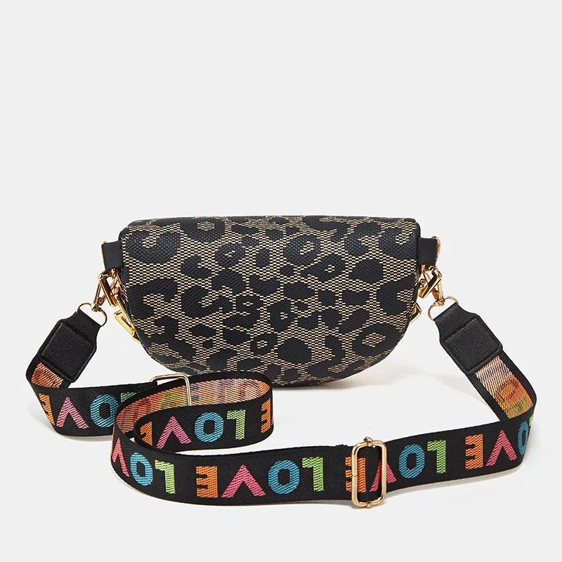 Leopard Printed PU Leather Chain Waist Bag for Women Fanny Pack