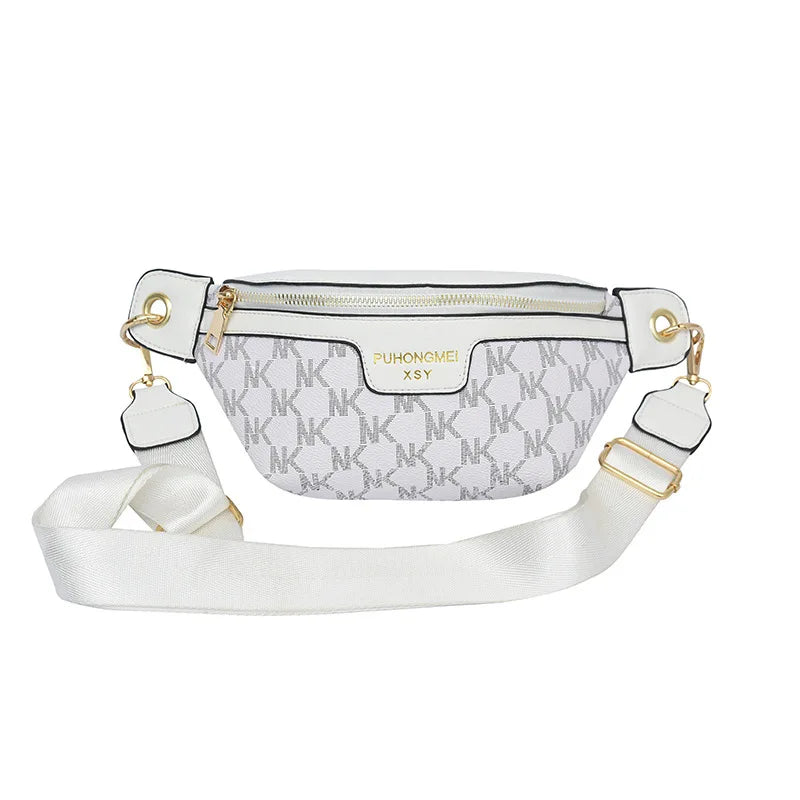 Letter Printed PU Leather Waist Bag for Women Fanny Pack