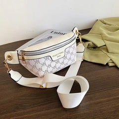 Letter Printed PU Leather Waist Bag for Women Fanny Pack