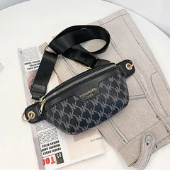 Letter Printed PU Leather Waist Bag for Women Fanny Pack