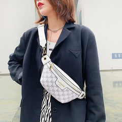 Letter Printed PU Leather Waist Bag for Women Fanny Pack