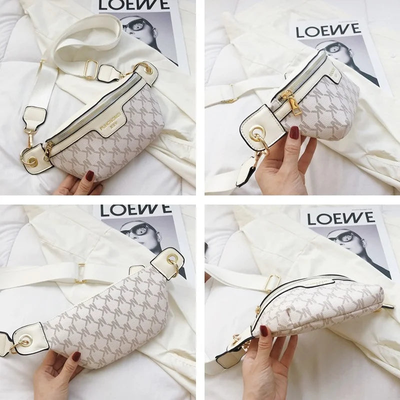 Letter Printed PU Leather Waist Bag for Women Fanny Pack