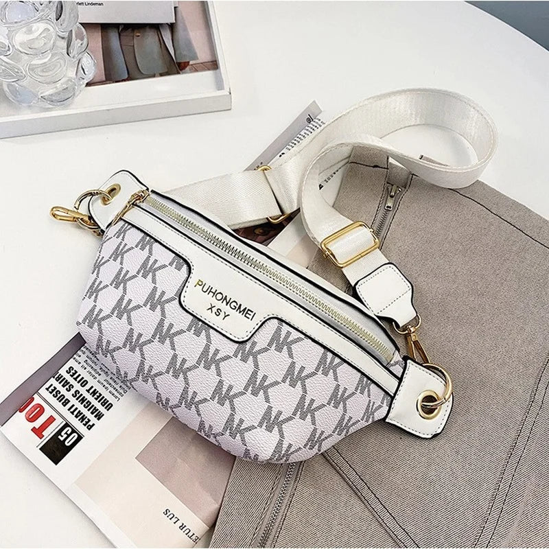 Letter Printed PU Leather Waist Bag for Women Fanny Pack